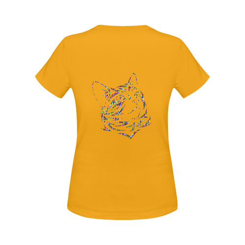 Abstract Triangle Cat Orange Women's Classic T-Shirt (Model T17）