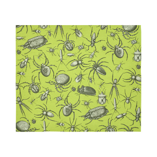 insects spiders creepy crawlers halloween green Cotton Linen Wall Tapestry 60"x 51"