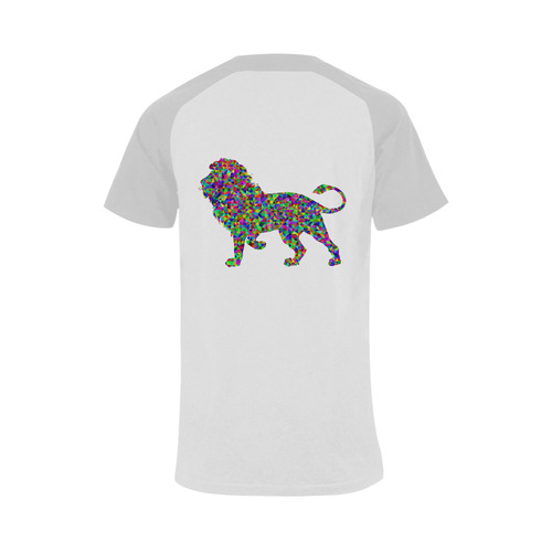 Abstract Triangle Lion Grey Men's Raglan T-shirt Big Size (USA Size) (Model T11)