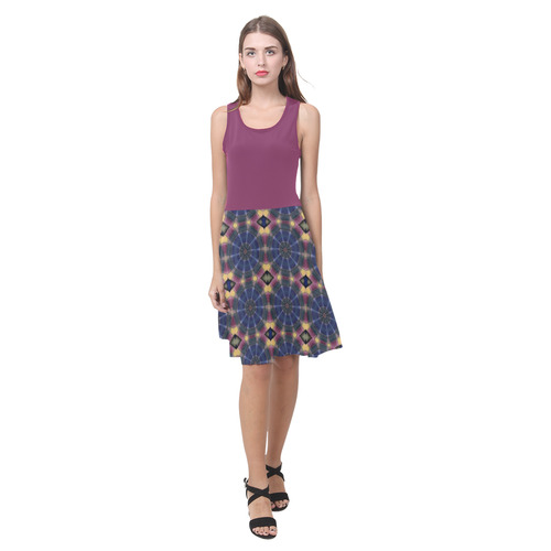 Boysenberry and Blue Pinwheels Atalanta Casual Sundress(Model D04)