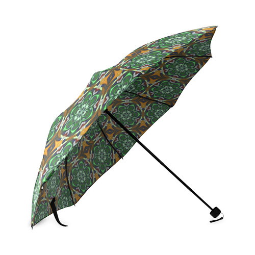 Green and Brown Floral Foldable Umbrella (Model U01)