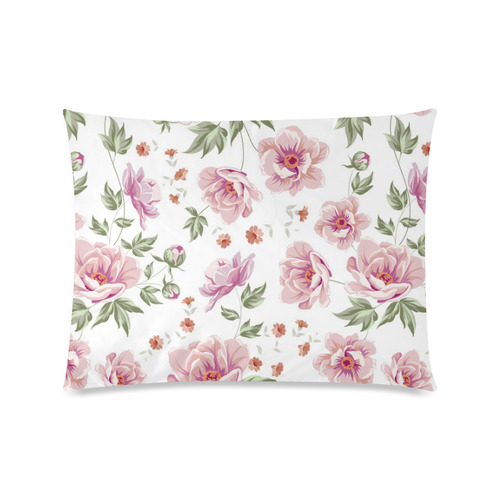 Beautiful Vintage Pink Floral Pattern Custom Zippered Pillow Case 20"x26"(Twin Sides)