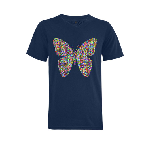 Abstract Triangle Butterfly Blue Men's V-Neck T-shirt  Big Size(USA Size) (Model T10)