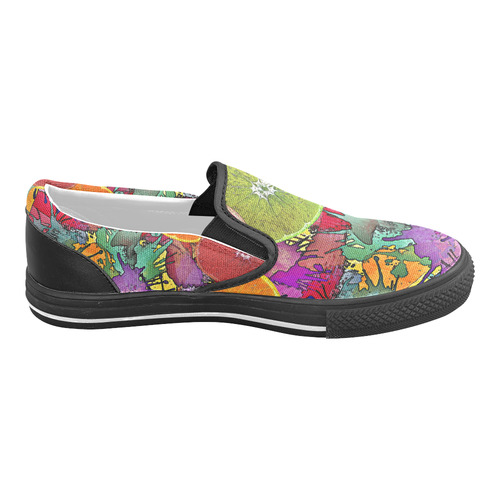 Pop Art Pattern Mix ORANGES SPLASHES multicolored Men's Slip-on Canvas Shoes (Model 019)