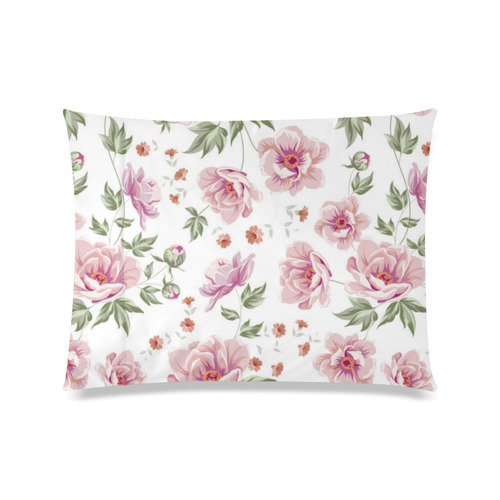 Beautiful Vintage Pink Floral Pattern Custom Zippered Pillow Case 20"x26"(Twin Sides)