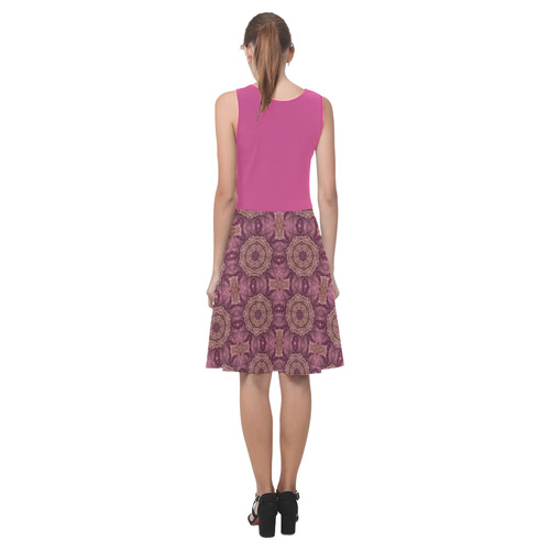 Raspberry Rose and Mauve Doily Atalanta Casual Sundress(Model D04)