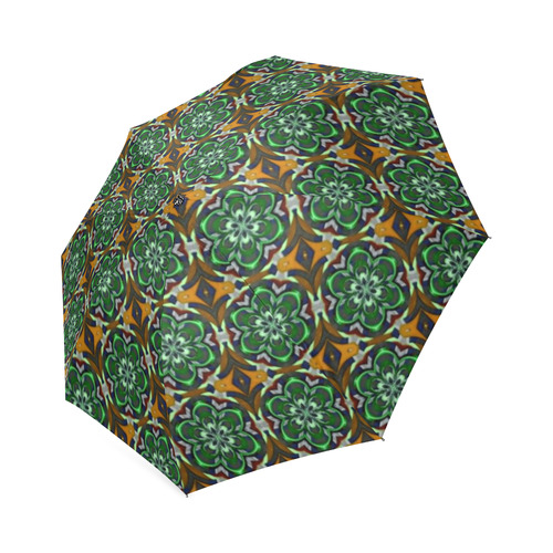 Green and Brown Floral Foldable Umbrella (Model U01)