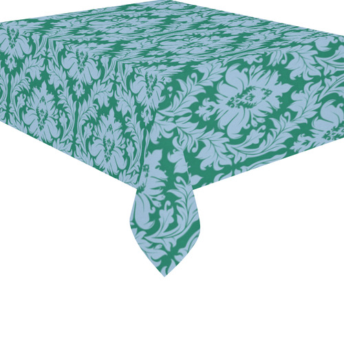 autumn fall colors green blue damask Cotton Linen Tablecloth 52"x 70"