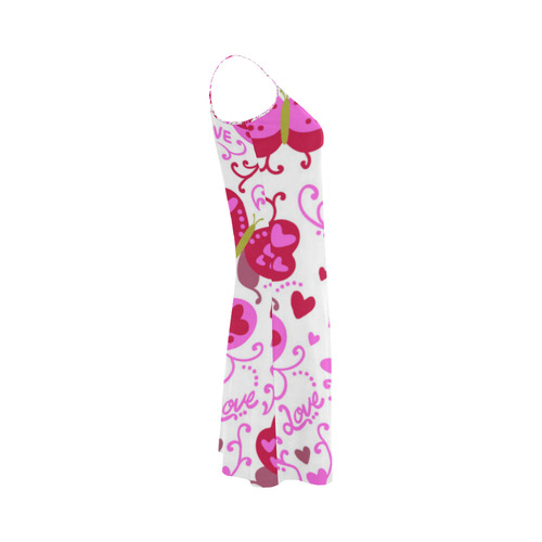 Cute Pink Hearts Butterfly Love Pattern Alcestis Slip Dress (Model D05)