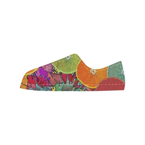 Pop Art Pattern Mix ORANGES SPLASHES multicolored Women's Classic Canvas Shoes (Model 018)