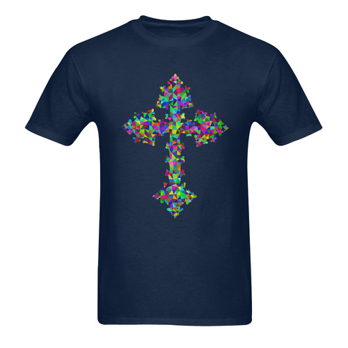 Abstract Triangle Cross Dark Blue Men's T-Shirt in USA Size (Two Sides Printing)