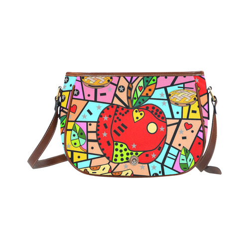 Apple Popart by Nico Bielow Saddle Bag/Large (Model 1649)