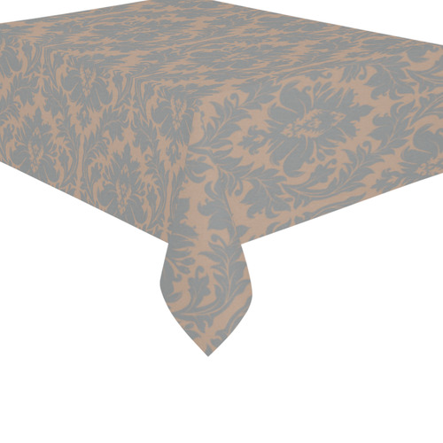 autumn fall colors beige grey damask Cotton Linen Tablecloth 60"x 84"