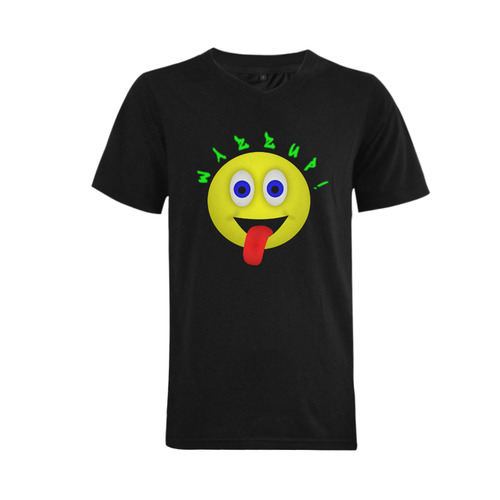 Wazzup Funny Smiley Men's V-Neck T-shirt (USA Size) (Model T10)