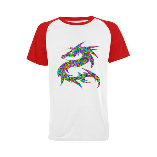 Abstract Triangle Dragon Red Men's Raglan T-shirt Big Size (USA Size) (Model T11)