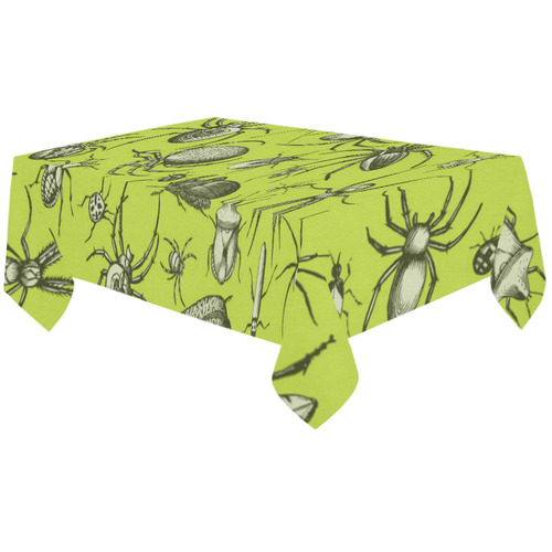 insects spiders creepy crawlers halloween green Cotton Linen Tablecloth 60"x120"