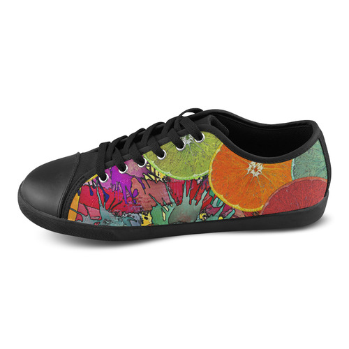 Pop Art Pattern Mix ORANGES SPLASHES multicolored Canvas Shoes for Women/Large Size (Model 016)