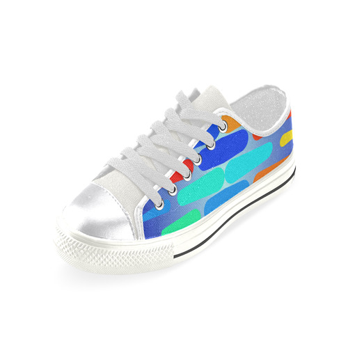 Colorful shapes on a blue background Canvas Women's Shoes/Large Size (Model 018)
