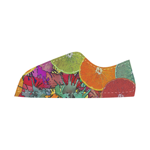 Pop Art Pattern Mix ORANGES SPLASHES multicolored Canvas Shoes for Women/Large Size (Model 016)