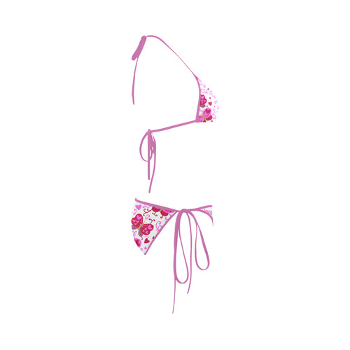 Cute Pink Hearts Butterfly Love Custom Bikini Swimsuit