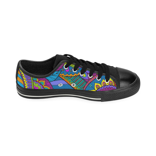 Pop Art PAISLEY Ornaments Pattern multicolored Canvas Women's Shoes/Large Size (Model 018)