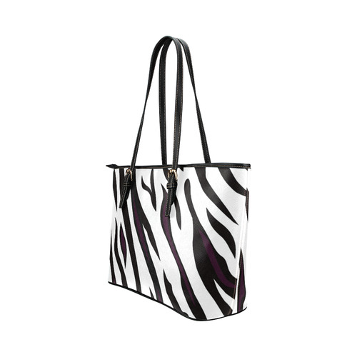 Zebra and safari black and white Stripes designers original Bag edition Leather Tote Bag/Large (Model 1651)