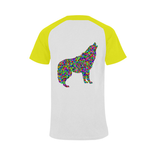 Abstract Triangle Wolf Yellow Men's Raglan T-shirt Big Size (USA Size) (Model T11)