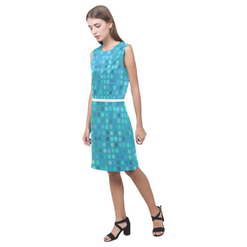 blue and green square pattern Eos Women's Sleeveless Dress (Model D01)