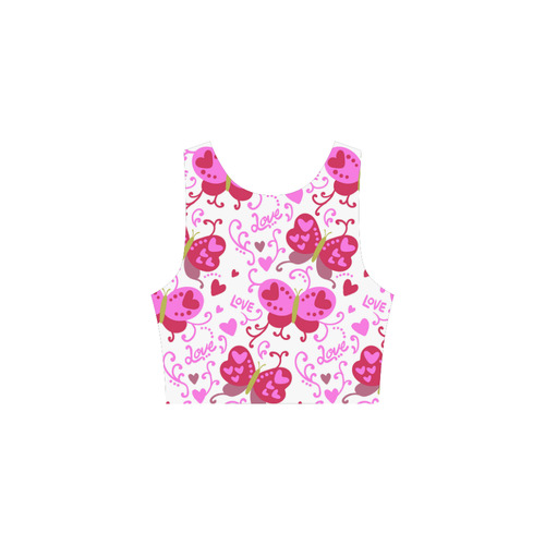 Cute Pink Hearts Butterfly Love Atalanta Sundress (Model D04)