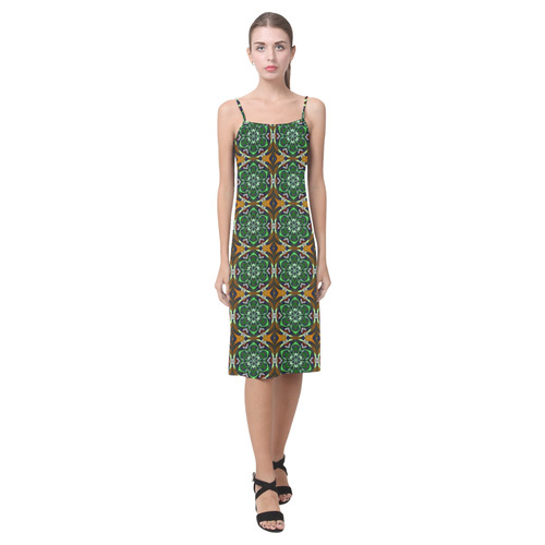 Green and Brown Floral Alcestis Slip Dress (Model D05)