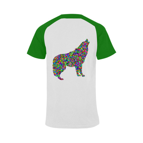 Abstract Triangle Wolf Green Men's Raglan T-shirt Big Size (USA Size) (Model T11)