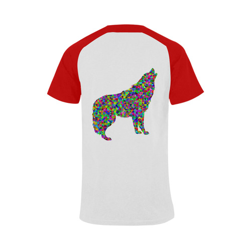 Abstract Triangle Wolf Red Men's Raglan T-shirt Big Size (USA Size) (Model T11)