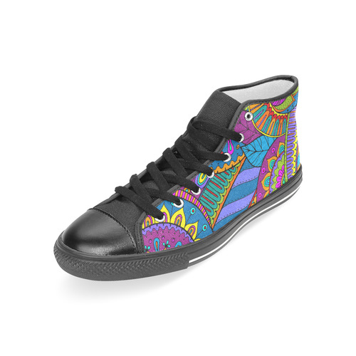 Pop Art PAISLEY Ornaments Pattern multicolored Women's Classic High Top Canvas Shoes (Model 017)