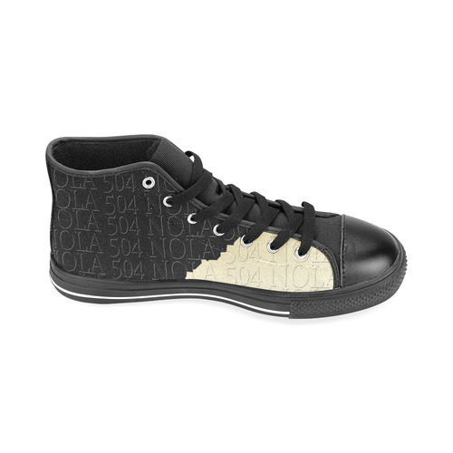 Black gold/white Men’s Classic High Top Canvas Shoes /Large Size (Model 017)