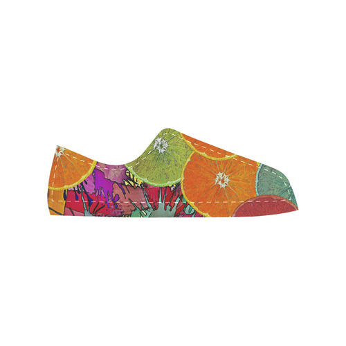 Pop Art Pattern Mix ORANGES SPLASHES multicolored Men's Classic Canvas Shoes (Model 018)