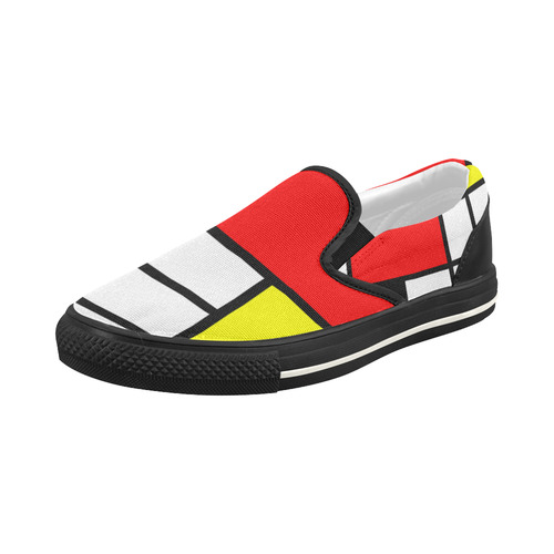 Mosaic DE STIJL Style black yellow red blue Women's Slip-on Canvas Shoes (Model 019)