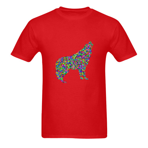 Abstract Triangle Wolf Red Men's T-Shirt in USA Size (Two Sides Printing)