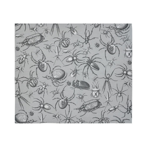 beetles spiders creepy crawlers insects grey Cotton Linen Wall Tapestry 60"x 51"