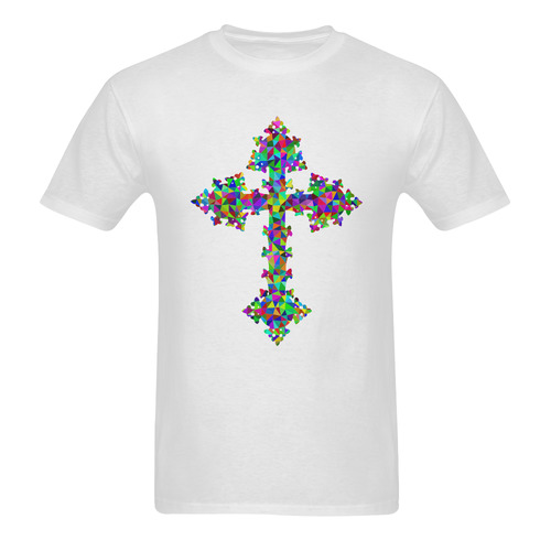 Abstract Triangle Cross White Men's T-Shirt in USA Size (Two Sides Printing)