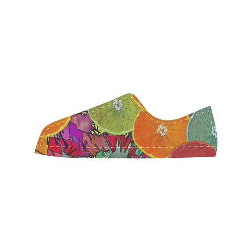 Pop Art Pattern Mix ORANGES SPLASHES multicolored Men's Classic Canvas Shoes (Model 018)