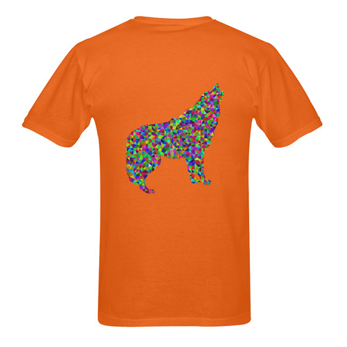 Abstract Triangle Wolf Orange Men's T-Shirt in USA Size (Two Sides Printing)