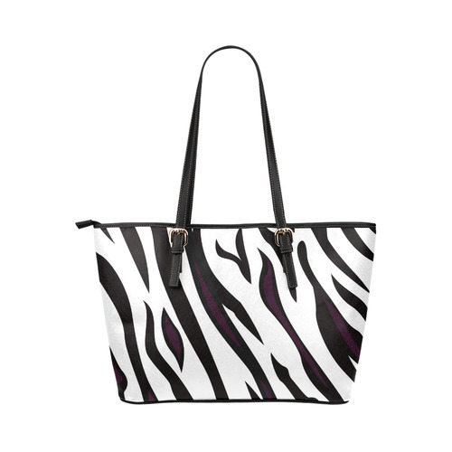 Zebra and safari black and white Stripes designers original Bag edition Leather Tote Bag/Large (Model 1651)