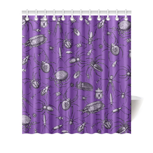 spiders creepy crawlers insects purple halloween Shower Curtain 66"x72"
