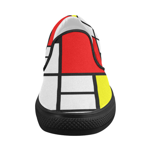 Mosaic DE STIJL Style black yellow red blue Women's Slip-on Canvas Shoes (Model 019)