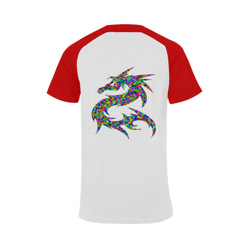 Abstract Triangle Dragon Red Men's Raglan T-shirt Big Size (USA Size) (Model T11)