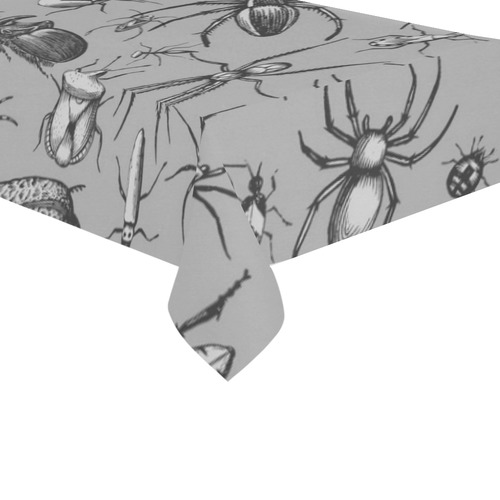 beetles spiders creepy crawlers insects grey Cotton Linen Tablecloth 60"x120"