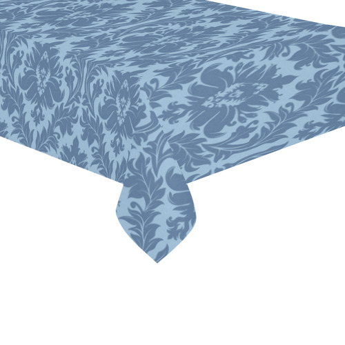 autumn fall colors blue damask pattern Cotton Linen Tablecloth 60"x 104"