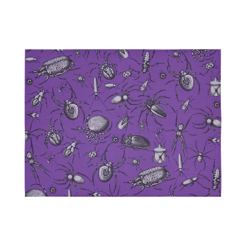 spiders creepy crawlers insects purple halloween Cotton Linen Wall Tapestry 80"x 60"