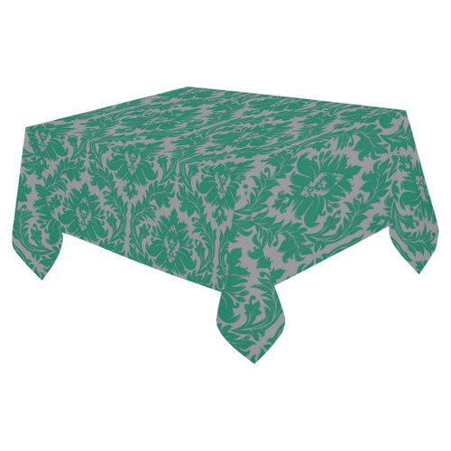 autumn fall colors green grey damask Cotton Linen Tablecloth 52"x 70"