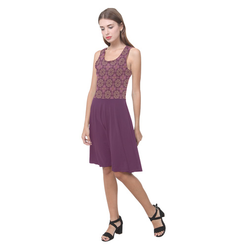 Mauve Doily and Wild Berry Atalanta Casual Sundress(Model D04)